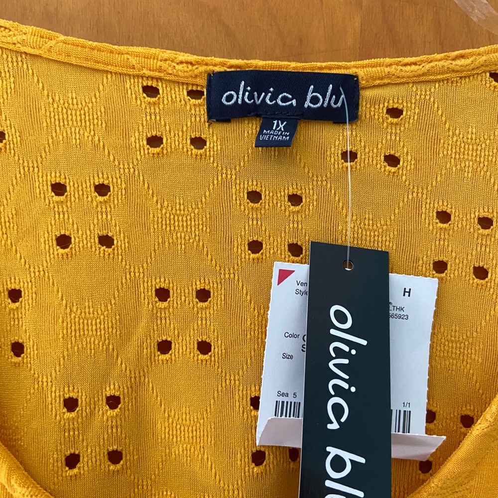 Olivia Blu Yellow Top 1X NWT - Picture 5 of 6